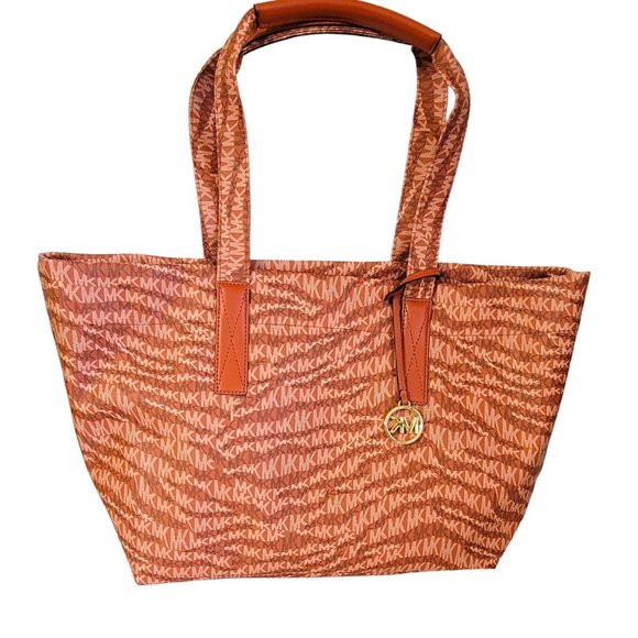 Michael Kors Womens Deep‎ Orange The Michael Large Animal Print Logo Tote… - Picture 2 of 9